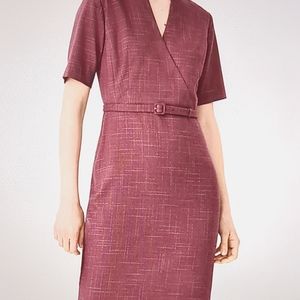 Ann Taylor NWT Wrap Belted Sheath Dress in Cross Weave Size 10